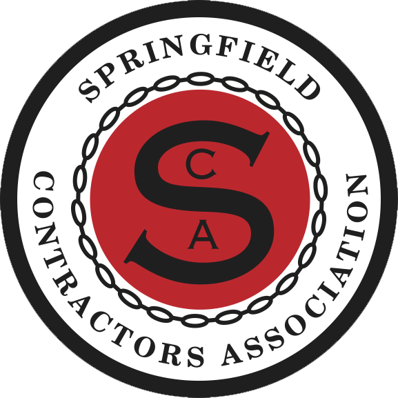 Springfield Contractors logo: red center, S and C, chain border