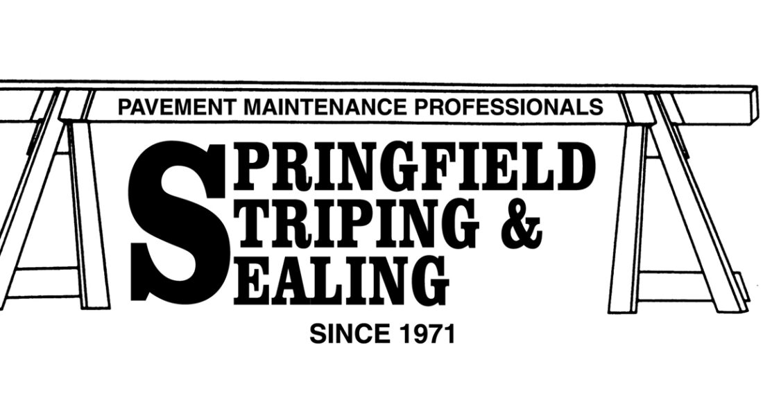 Springfield Striping & Sealing logo with sawhorse and text.
