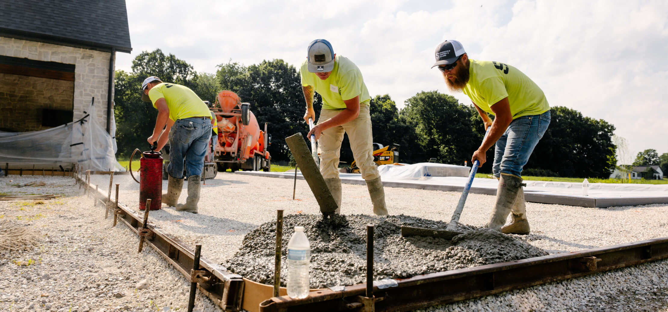 Overhead shot of concrete work around a pool.
